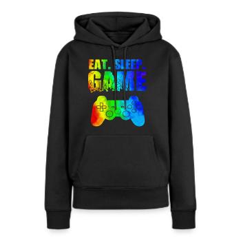 Gamer Jeu En Ligne Jeux Sur Ordinateur Arcade Neon - Sweat à capuche Premium bio Femme - noir - Devant - Julia (174cm)