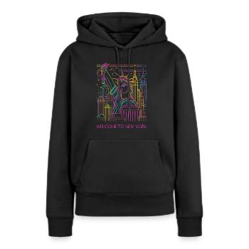 New york neon - Frauen Premium Bio Hoodie - Schwarz - Vorne - Julia (174cm)