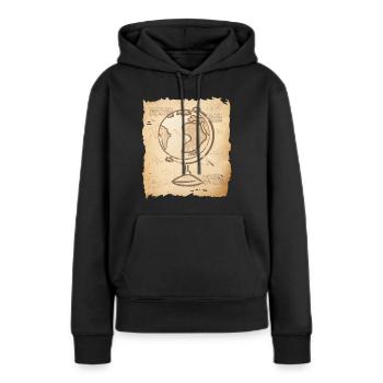 Geografie - Vintage Globus & Zeigestock - Frauen Premium Bio Hoodie - Schwarz - Vorne - Julia (174cm)