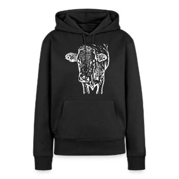 Tête de vache blanche - Sweat à capuche Premium bio Femme - noir - Devant - Julia (174cm)