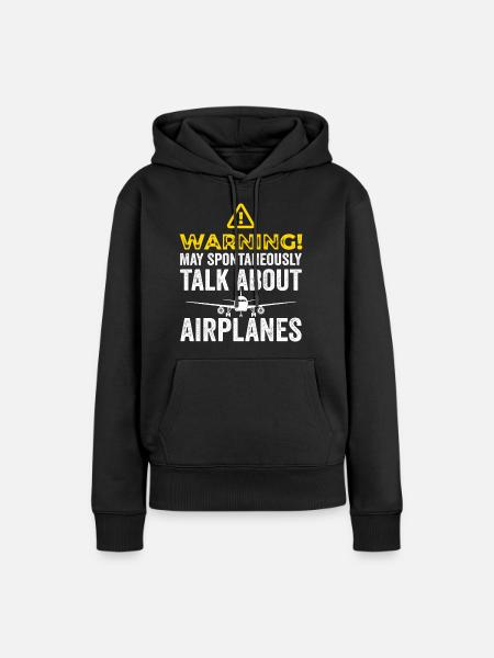 Funny Airplane Tees Men Women Plane Aviation Pilot - Women’s Premium Organic Hoodie - black