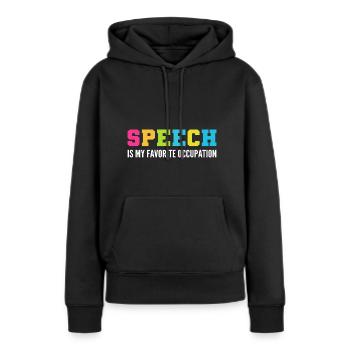 Activité préférée Orthophoniste Cadeau - Sweat à capuche Premium bio Femme - noir - Devant - Julia (174cm)