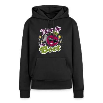 Fun "Turn Up the Beet" design - Women’s Premium Organic Hoodie - black - Front - Julia (174cm)