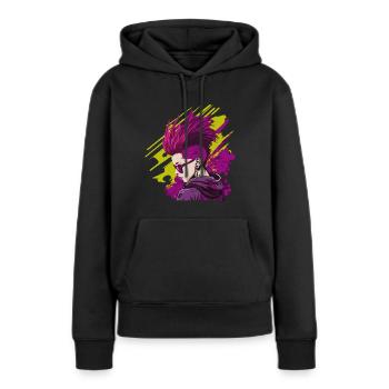 Neon Punk - Sweat à capuche Premium bio Femme - noir - Devant - Julia (174cm)