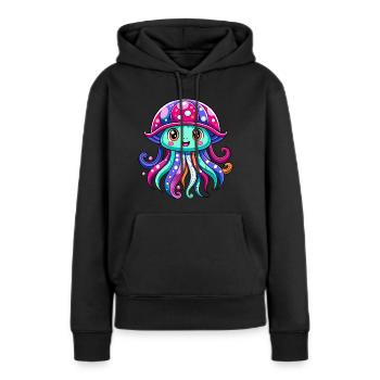 Méduse mignonne - Sweat à capuche Premium bio Femme - noir - Devant - Julia (174cm)