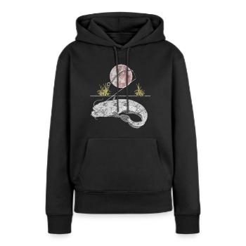 Wels Angeln - Frauen Premium Bio Hoodie - Schwarz - Vorne - Julia (174cm)