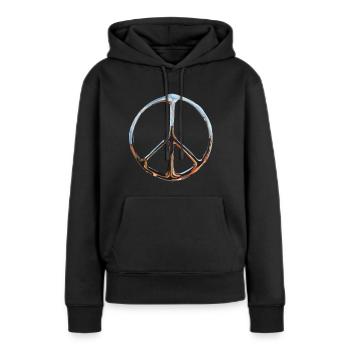 Peacezeichen Peace Frieden Chrome - Frauen Premium Bio Hoodie - Schwarz - Vorne - Julia (174cm)