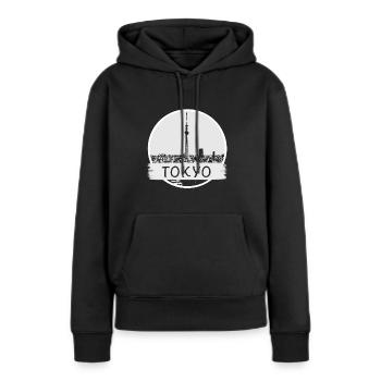 Ville de Tokyo - Sweat à capuche Premium bio Femme - noir - Devant - Julia (174cm)