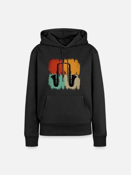 Saxophon retro - Frauen Premium Bio Hoodie - Schwarz