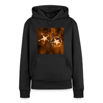 2 STERNE ORANGE - Frauen Premium Bio Hoodie - Schwarz - Vorne - Julia (174cm)