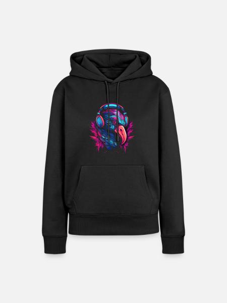 Flamingo Fusion - Frauen Premium Bio Hoodie - Schwarz