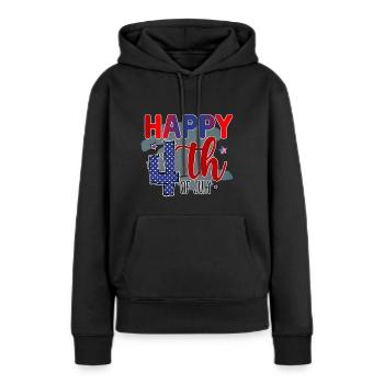 Joyeux 4 juillet - Sweat à capuche Premium bio Femme - noir - Devant - Julia (174cm)