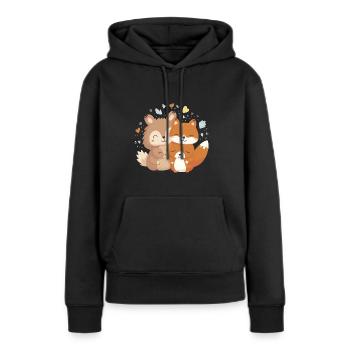 Tierliebe - Frauen Premium Bio Hoodie - Schwarz - Vorne - Julia (174cm)