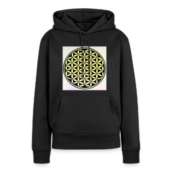 Lebensblume - Frauen Premium Bio Hoodie - Schwarz - Vorne - Julia (174cm)
