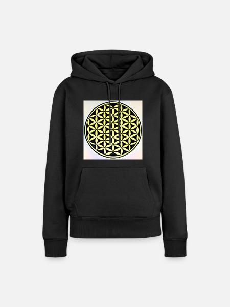 Lebensblume - Frauen Premium Bio Hoodie - Schwarz