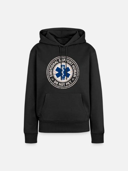Support Human, Tshirt - Dame Premium hoodie, økologisk bomuld - sort