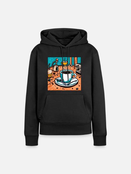 Kaffeeliebhaber - Frauen Premium Bio Hoodie - Schwarz