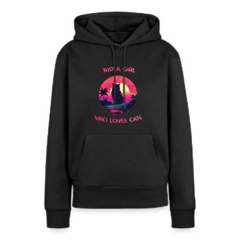 Just A Girl That Loves Cats - Frauen Premium Bio Hoodie - Schwarz - Vorne - Julia (174cm)