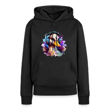 Funky Ente mit Kopfhörer Graffiti-Style - Frauen Premium Bio Hoodie - Schwarz - Vorne - Julia (174cm)