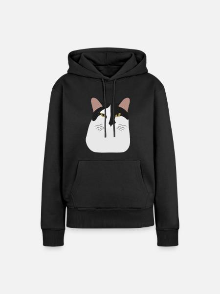 Schwarzköpfige graue Katze - Frauen Premium Bio Hoodie - Schwarz