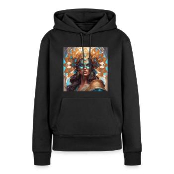 Maske - Frauen Premium Bio Hoodie - Schwarz - Vorne - Julia (174cm)