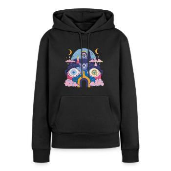 Psychedelischer Roboter - Frauen Premium Bio Hoodie - Schwarz - Vorne - Julia (174cm)