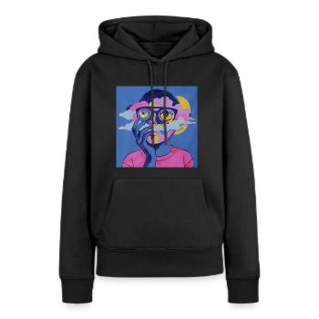 Psychedelisches Gesicht - Frauen Premium Bio Hoodie - Schwarz - Vorne - Julia (174cm)