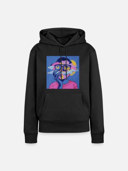 Psychedelisches Gesicht - Frauen Premium Bio Hoodie - Schwarz