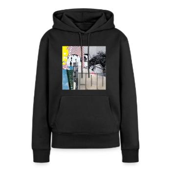 Collage deep in - Frauen Premium Bio Hoodie - Schwarz - Vorne - Julia (174cm)