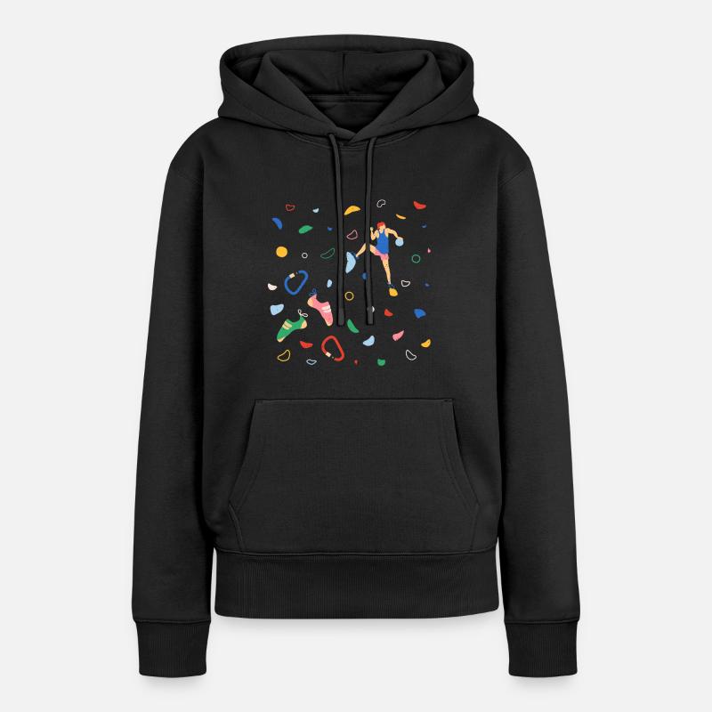 Grimpeuse sur un mur de bloc - Sweat à capuche Premium bio Femme - noir