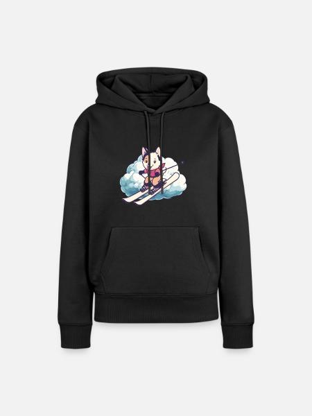 Ski Skibrille - Frauen Premium Bio Hoodie - Schwarz