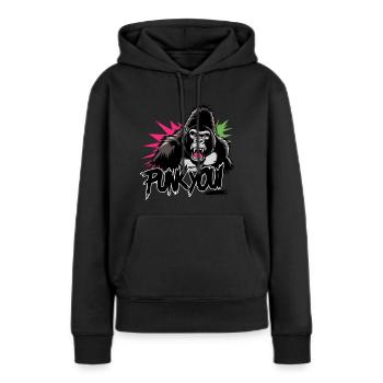 Punk You - Style BD Gorille Cool - Sweat à capuche Premium bio Femme - noir - Devant - Julia (174cm)
