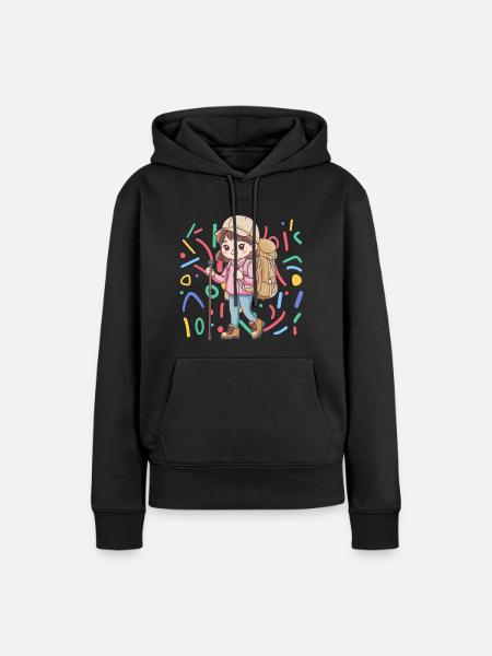 Wandern Pilger Trekker - Frauen Premium Bio Hoodie - Schwarz