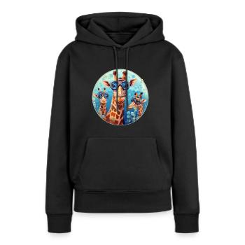 Giraffen mit Taucherbrille unter Wasser - Frauen Premium Bio Hoodie - Schwarz - Vorne - Julia (174cm)