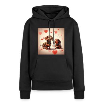Liebevolle Dackel - Frauen Premium Bio Hoodie - Schwarz - Vorne - Julia (174cm)