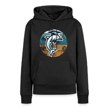 Clever Dolphin – Graduation et éducation - Sweat à capuche Premium bio Femme - noir - Devant - Julia (174cm)