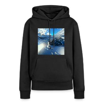 Vagues bleues sans fin contre le ciel bleu - Sweat à capuche Premium bio Femme - noir - Devant - Julia (174cm)