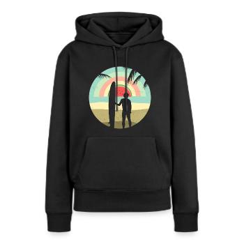 Lever de soleil d’été - Sweat à capuche Premium bio Femme - noir - Devant - Julia (174cm)