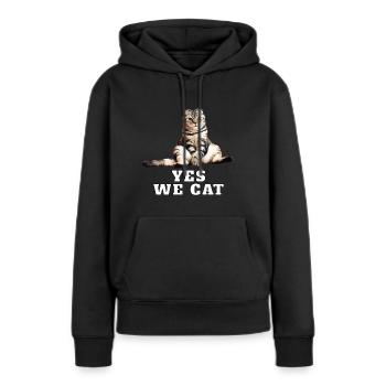Katze – Yes We Cat - Frauen Premium Bio Hoodie - Schwarz - Vorne - Julia (174cm)