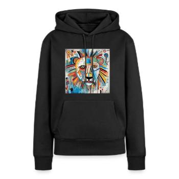 LION STREET ART - Sweat à capuche Premium bio Femme - noir - Devant - Julia (174cm)