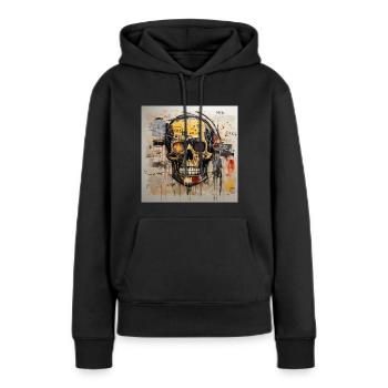 SKULL STREET ART - Sweat à capuche Premium bio Femme - noir - Devant - Julia (174cm)