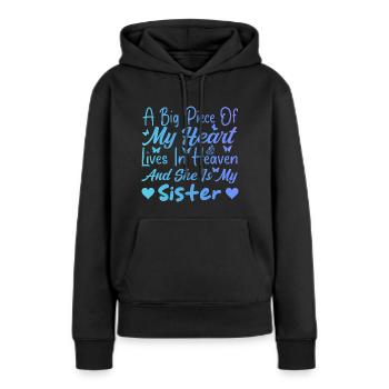 Big Piece My Heart My Sister In Heaven - Sweat à capuche Premium bio Femme - noir - Devant - Julia (174cm)
