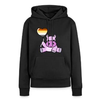 Hippo Ballon Gay Bear Pride - Frauen Premium Bio Hoodie - Schwarz - Vorne - Julia (174cm)