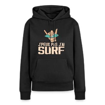 Ich kann nicht surfen - Frauen Premium Bio Hoodie - Schwarz - Vorne - Julia (174cm)