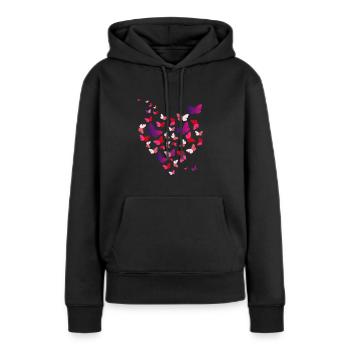 Papillons papillon papillon - Sweat à capuche Premium bio Femme - noir - Devant - Julia (174cm)
