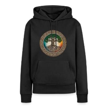 Celtic Knot - Baum des Lebens in keltischem Design - Frauen Premium Bio Hoodie - Schwarz - Vorne - Julia (174cm)