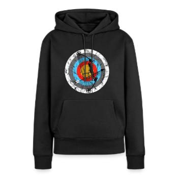 Bogenschießen Zielscheibe Compoundbogen Geschenk - Frauen Premium Bio Hoodie - Schwarz - Vorne - Julia (174cm)