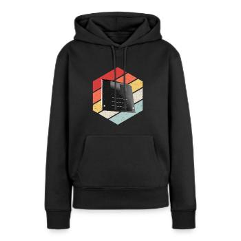 Disquette Floppy Disk - Sweat à capuche Premium bio Femme - noir - Devant - Julia (174cm)