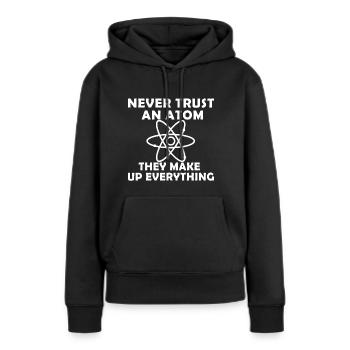 Trust Atom - Sweat à capuche Premium bio Femme - noir - Devant - Julia (174cm)
