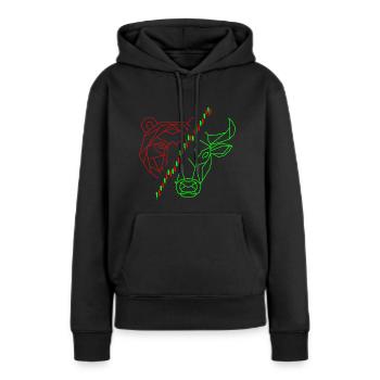 Bulle Bär Chart Investor - Frauen Premium Bio Hoodie - Schwarz - Vorne - Julia (174cm)